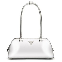 Сумка GUESS, фактура лаковая, серебристый