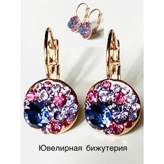 Серьги Florento, кристалл, кристаллы Swarovski, хрусталь, размер 13 мм, розовый