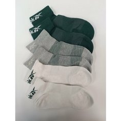 Носки Reebok Ankle Core C 3P, комплект, 3 пары, размер 34/36 EU, белый/серый/зеленый
