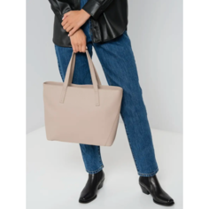 Сумка шоппер TRUSSARDI, фактура гладкая, бежевый