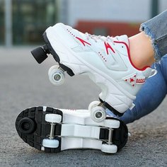 Кроссовки Спортивная обувь для роликовых коньков -съемные тормоза,36,красный, размер Внутренняя длина ботинка составляет 225 мм, красный Нет бренда