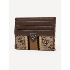 Картхолдер GUESS, фактура гладкая, плетеная, бежевый/коричневый