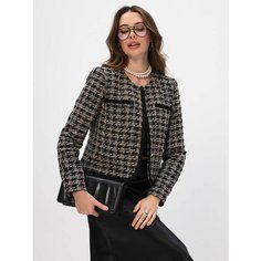 Пиджак KEY FASHION, размер 44, черный, коралловый, экрю