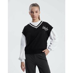 Свитшот Gloria Jeans, размер 6-8л/122-128, черный/белый