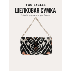 Сумка кросс-боди TWO EAGLES, фактура бархатистая, белый, черный, коричневый