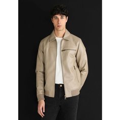 Кожаная куртка COLINS Slim Fit, размер XXL, коричневый