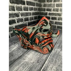 Японская Маска Самурай ONI Samurai Они Демон Ханья Красная на лицо Нет бренда