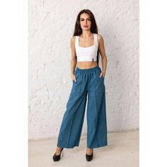 Брюки палаццо UPTREND, размер M, бирюзовый