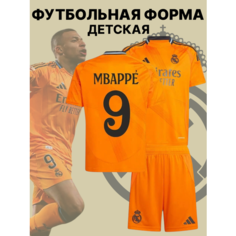Футболка спортивная Мбаппе Реал Мадрид Mbappe детская, размер 24, оранжевый Нет бренда