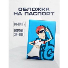Обложка для паспорта STICKERBOSS, голубой/белый