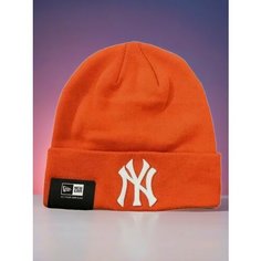 Шапка бини NY для мужчин и женщин, размер 55-60, оранжевая Без бренда