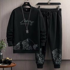 Костюм спортивный , размер XL, черный Нет бренда