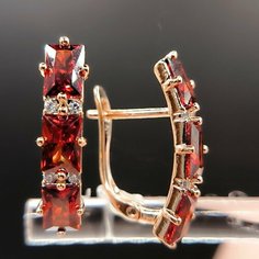 Серьги Marex, фианит, размер 18 мм, бордовый