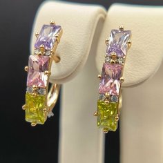Серьги Marex, фианит, размер 18 мм, розовый