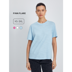 Футболка FINN FLARE из хлопка свободного силуэта, размер L(170-96-102), светло-голубой