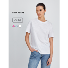 Футболка FINN FLARE из хлопка свободного силуэта, размер 2XL(176-104-110), белый