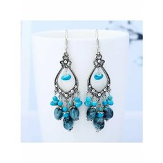 Серьги, бирюза синтетическая, эмаль, серый, голубой be Self True Jewel