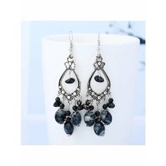 Серьги, бирюза синтетическая, эмаль, черный/серебристый be Self True Jewel