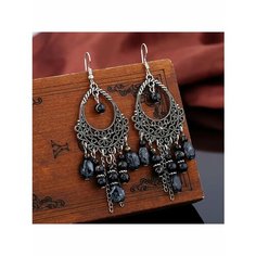 Серьги, бирюза синтетическая, эмаль, черный 2 be Self True Jewel