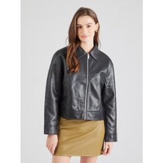 Кожаная куртка CALVIN KLEIN, размер M, черный