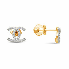 Серьги пусеты Яхонт, красное золото, 585 проба, фианит, , бесцветный