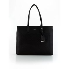 Сумка тоут CALVIN KLEIN, фактура зернистая, тиснение, матовая, черный