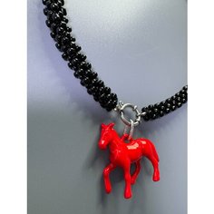 Колье, пластик, длина 50 см, черный Нет бренда