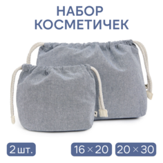 Комплект косметичек Берегите Птиц, 5х20х30 см, 2 шт., , синий, серый