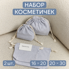 Комплект косметичек Берегите Птиц, 5х20х30 см, 2 шт., , белый, синий