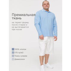 Лонгслив MR. BIGMAN большие размеры, ткань пике, плотность 170 г/м2, размер 58, , голубой