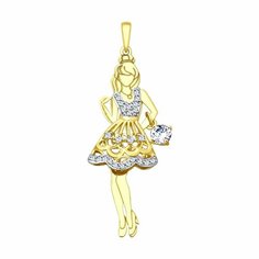 Подвеска SOKOLOV, желтое золото, 585 проба, фианит