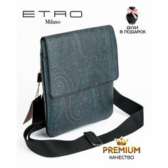 Сумка кросс-боди ETRO, фактура зернистая, синий