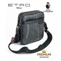 Сумка кросс-боди ETRO, фактура зернистая, черный