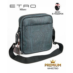 Сумка кросс-боди ETRO, фактура зернистая, темно-синий