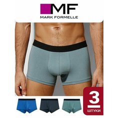 Трусы MARK FORMELLE нижнее белье, комплект из 3 шт., размер 102-112, голубой, зеленый, серый