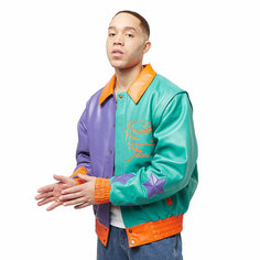 Бомбер Karl Kani, размер XXL, зеленый, оранжевый, фиолетовый