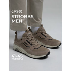 Кроссовки STROBBS, полнота 6 (RU)/ на среднюю стопу, размер 45, серый/коричневый