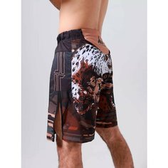 Шорты спортивные IAMFIGHTER, размер XXL, черный, коричневый, белый