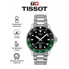 Наручные часы TISSOT, серебристый/черный/зеленый