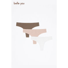 Трусы belle you Touchable cotton, комплект из 3 шт., размер L, белый
