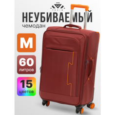 Чемодан TEVIN, 60 л, размер M, бордовый, оранжевый