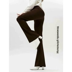 Брюки клеш офисные классические LuxeChic, размер 46, коричневый