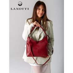 Сумка хобо LANOTTI, фактура зернистая, бордо