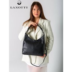 Сумка хобо LANOTTI, фактура зернистая, черный