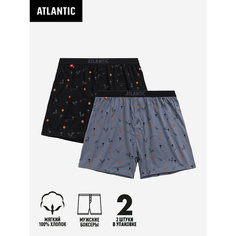 Трусы Atlantic Tennis, комплект из 2 шт., размер 50, черный/голубой