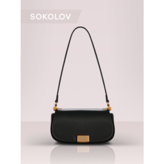 Сумка багет SOKOLOV, фактура гладкая, черный