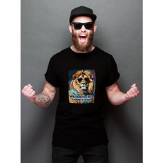 Футболка Just4you, размер 2XL, желтый, бирюзовый, коричневый, черный