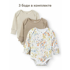 Боди Happy Baby, комплект из 3 шт., размер 68, цветы