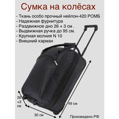 Сумка дорожная , 30 л, 30х49х29 см, ручная кладь, черный Нет бренда