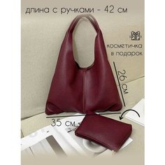 Сумка шоппер COMFIAMO, фактура зернистая, бордовый